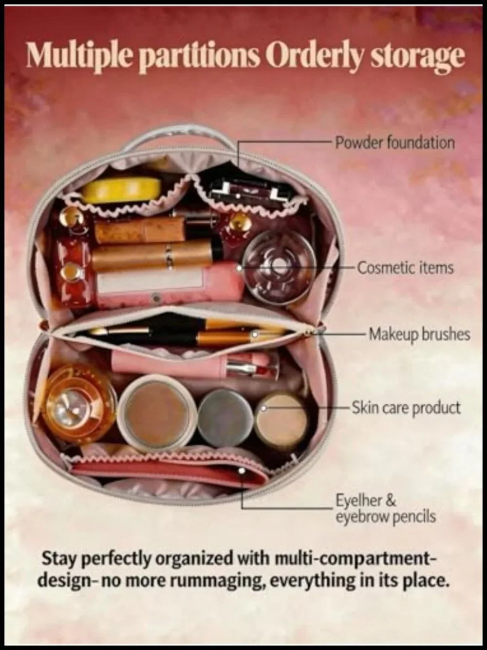 Large Capacity Waterproof PU Leather Makeup Bag Travel Toiletry Organizer